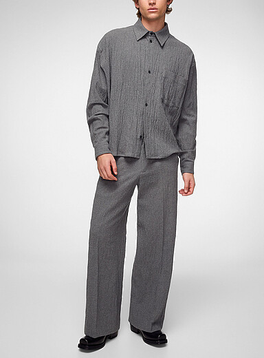 Won Hundred: Le pantalon large effet froiss&eacute; Eron Gris pour homme