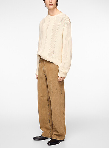 Won Hundred Honey/Camel Case combed coated loose jean for men
