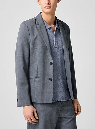 Won Hundred: Le veston raccourci gris m&eacute;lang&eacute; Oliver Gris pour homme