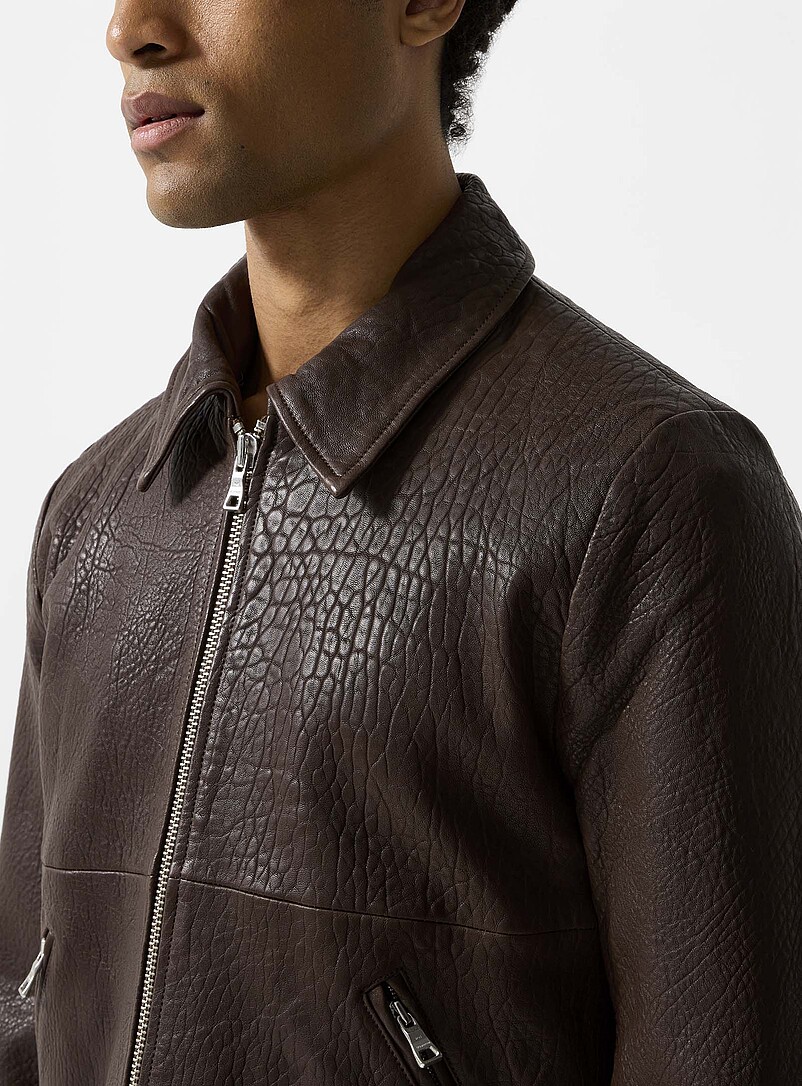 Dutton zippered grained leather jacket | Won Hundred | | Simons