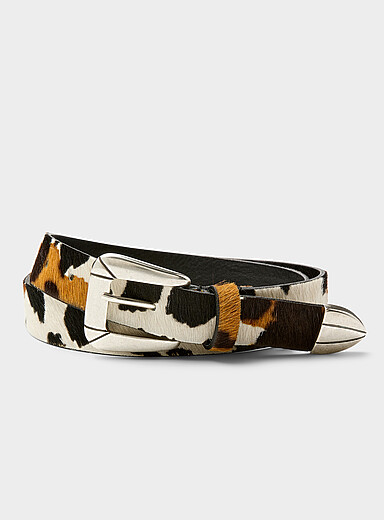 Manchester pony print fuzzy leather belt