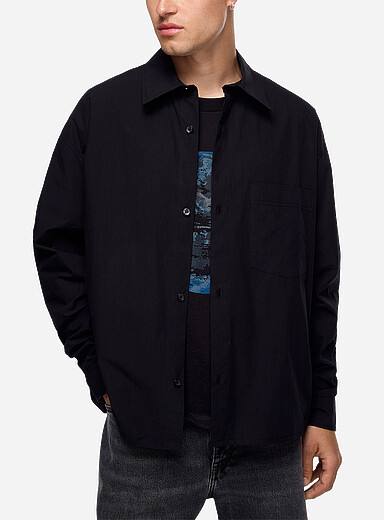 Won Hundred Black Maza crisp poplin shirt for men