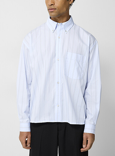 Won Hundred: La chemise Maza rayures pyjama Bleu p&acirc;le - Bleu ciel pour homme