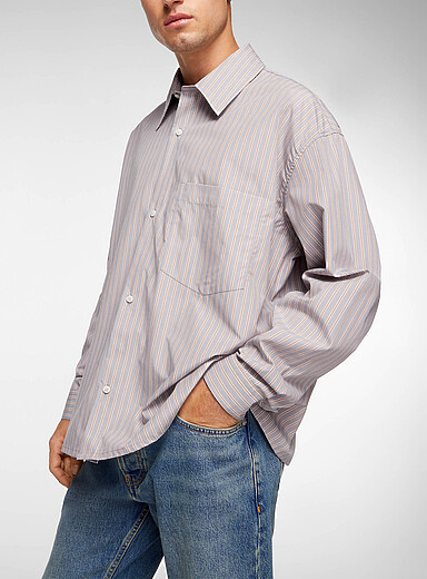 Won Hundred Grey Maza faded stripes shirt for men