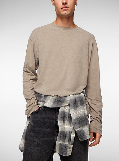 Won Hundred Taupe Nima distressed-wash long-sleeve T-shirt for men
