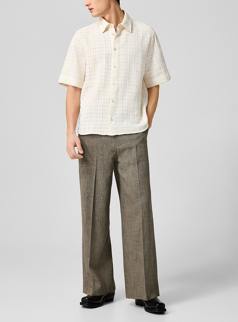 Eron Wide-Leg Heathered Beige Pant