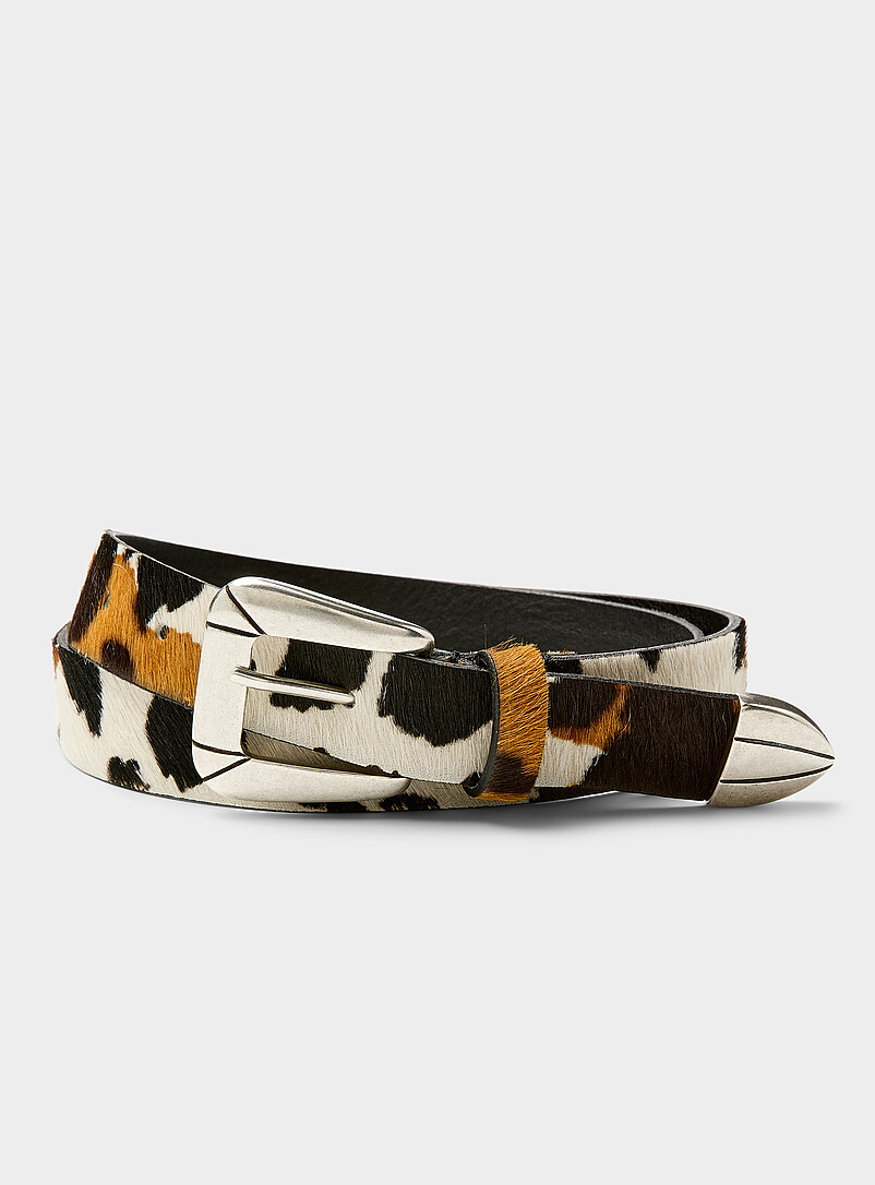 Manchester pony print fuzzy leather belt product image (primary)
