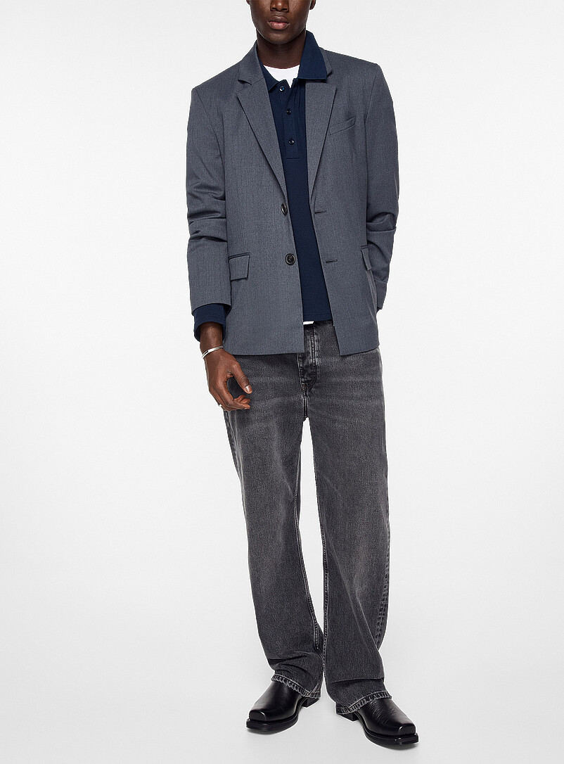 Theo waffle-knit long-sleeve polo shirt product image 2