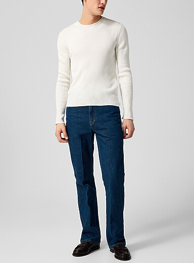 Our Legacy Blue Pleated '70s style flared jean for men