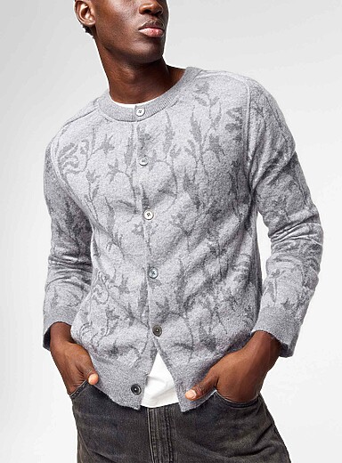 Our Legacy Grey True floral mohair cardigan for men