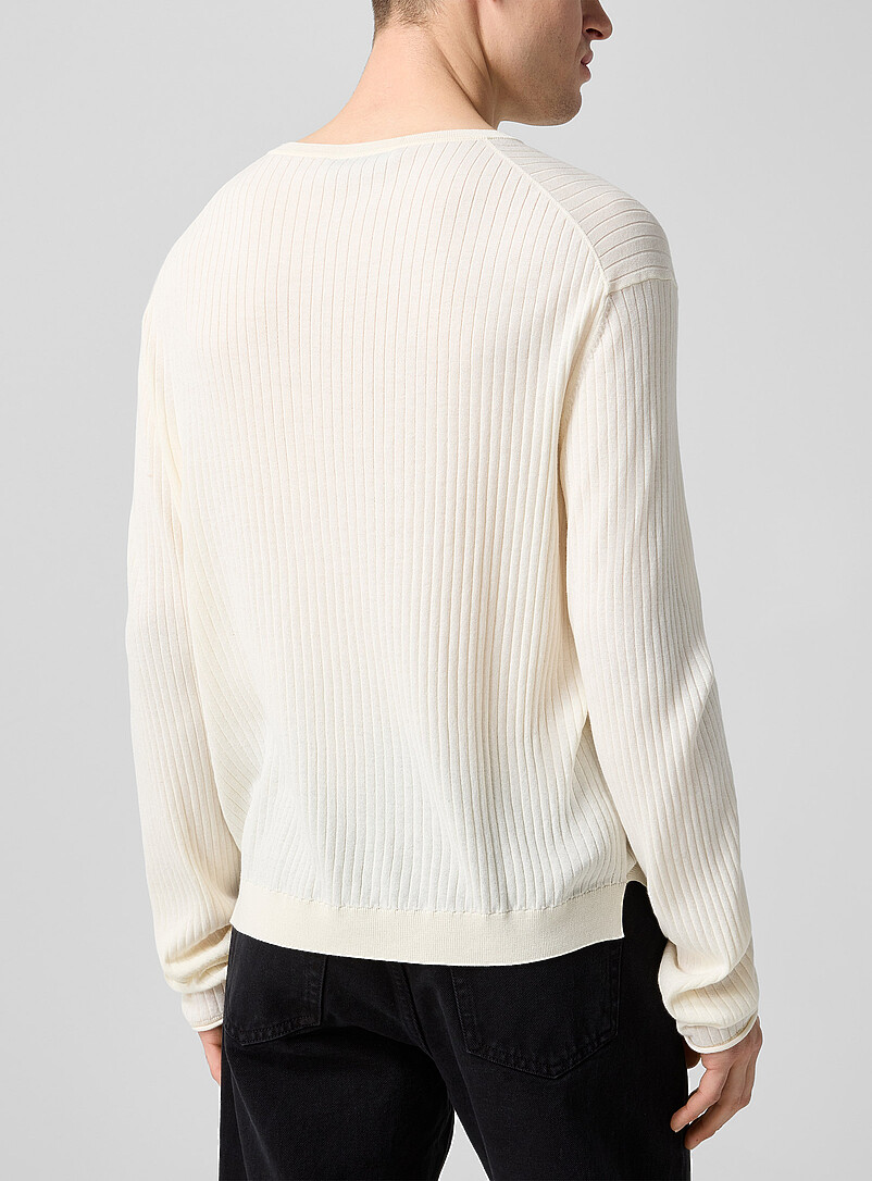 Our Legacy Off White Fitted rib-knit Henley sweater for men