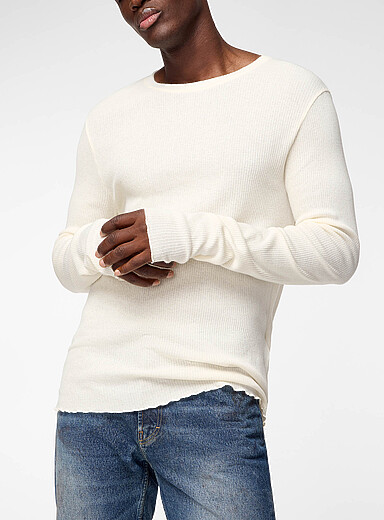 Our Legacy Off White Wavy trim ribbed long-sleeve T-shirt for men