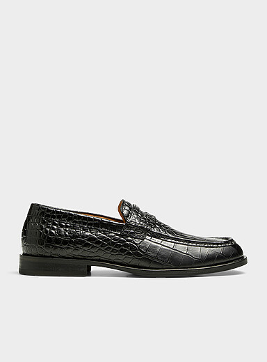 Our Legacy: Le fl&acirc;neur penny cuir souple effet croco Homme Noir pour homme