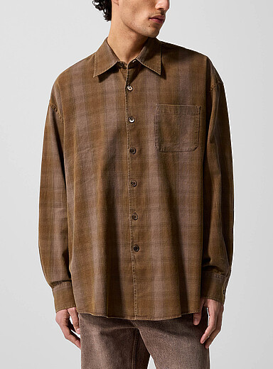 Borrowed plaid shirt