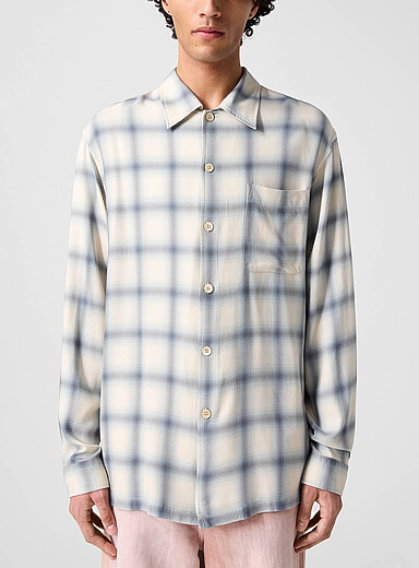 Our Legacy: La chemise ample fluide &agrave; carreaux Blanc cass&eacute; pour homme