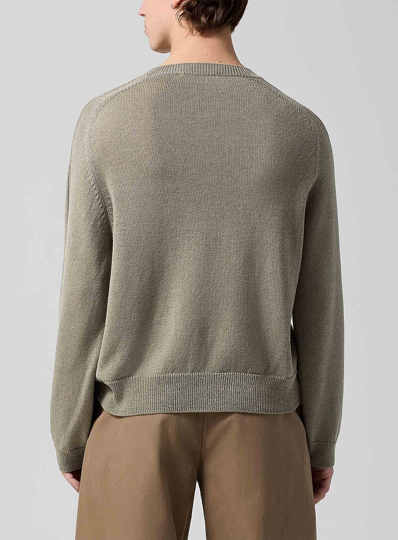 Linen and merino wool blend crew-neck cardigan product image 3