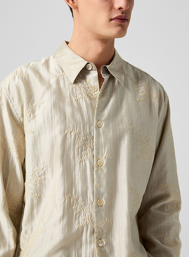 Beyond embroidered flowers gingham lining shirt product image 2
