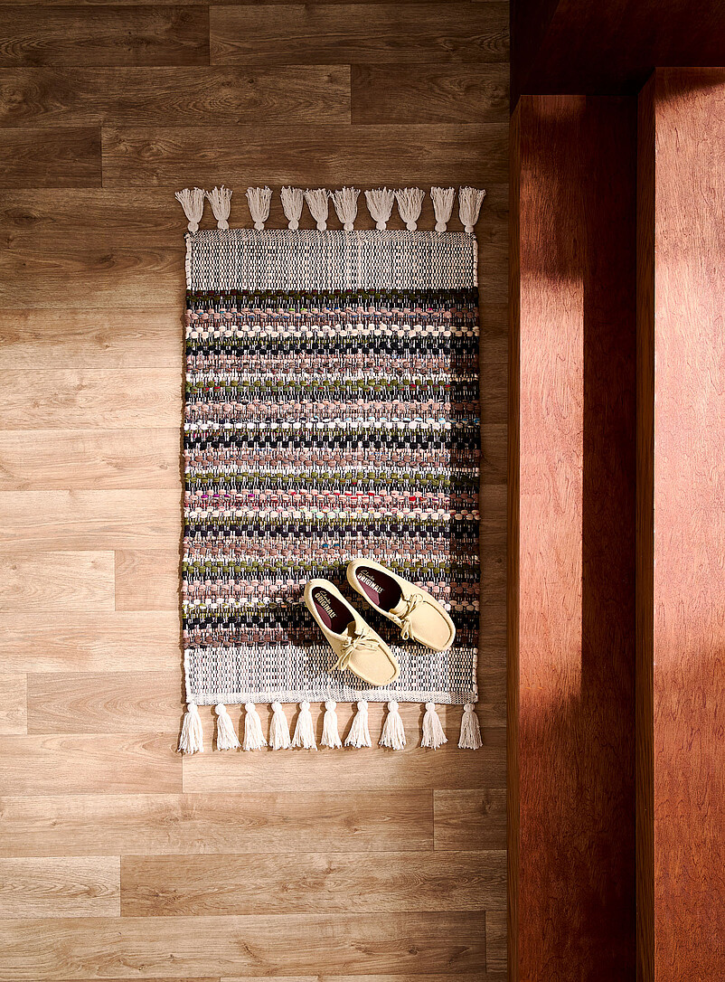Chindi-inspired earth-palette woven rug See available sizes