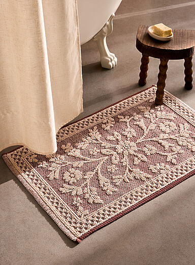 Le tapis de bain fleurs blanches 50 x 80 cm