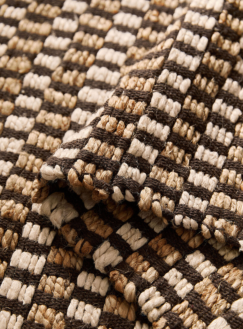 Earth-tone checkerboard stripe hallway rug 75 x 215 cm product image 2