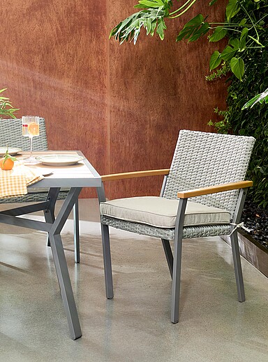 Faux-wood and rattan outdoor chair