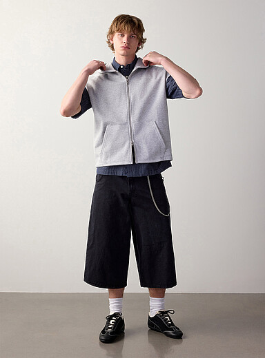 Black wash long jort <b>Loose fit</b>