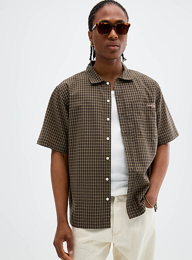 Redefined rebel: La chemise &agrave; carreaux imprim&eacute; rose Brun clair pour homme