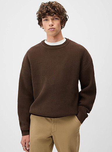 Redefined rebel Brown Chenille knit loose sweater for men