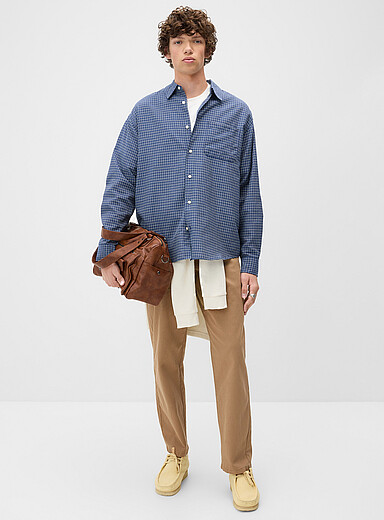 Redefined rebel Camel Textured chinos Relaxed fit for men