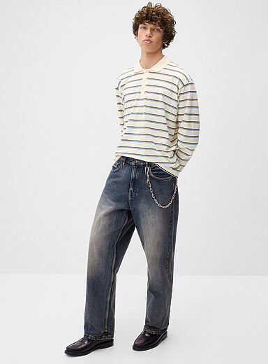 Redefined rebel: Le jean 5 poches d&eacute;lav&eacute; &agrave; la pierre Coupe ample Bleu pour homme
