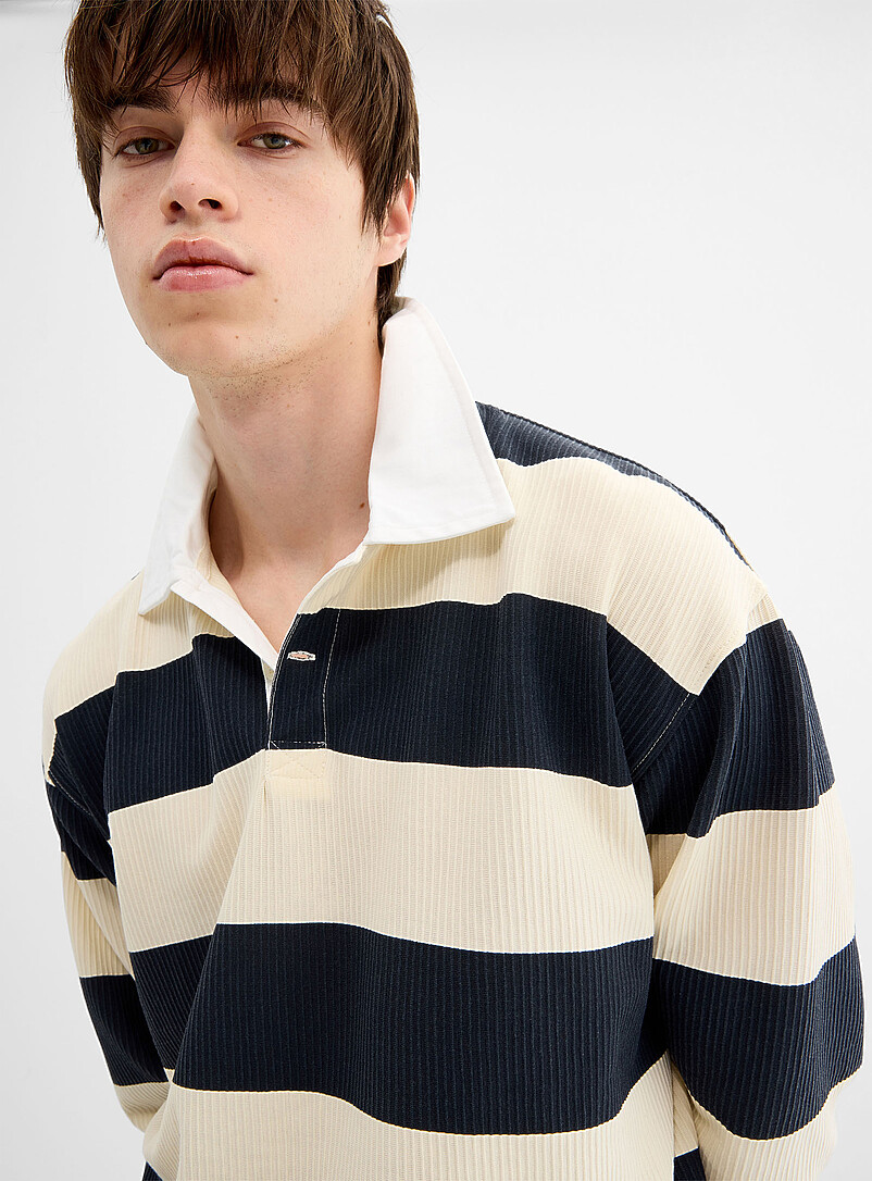Ribbed Texture Rugby Polo