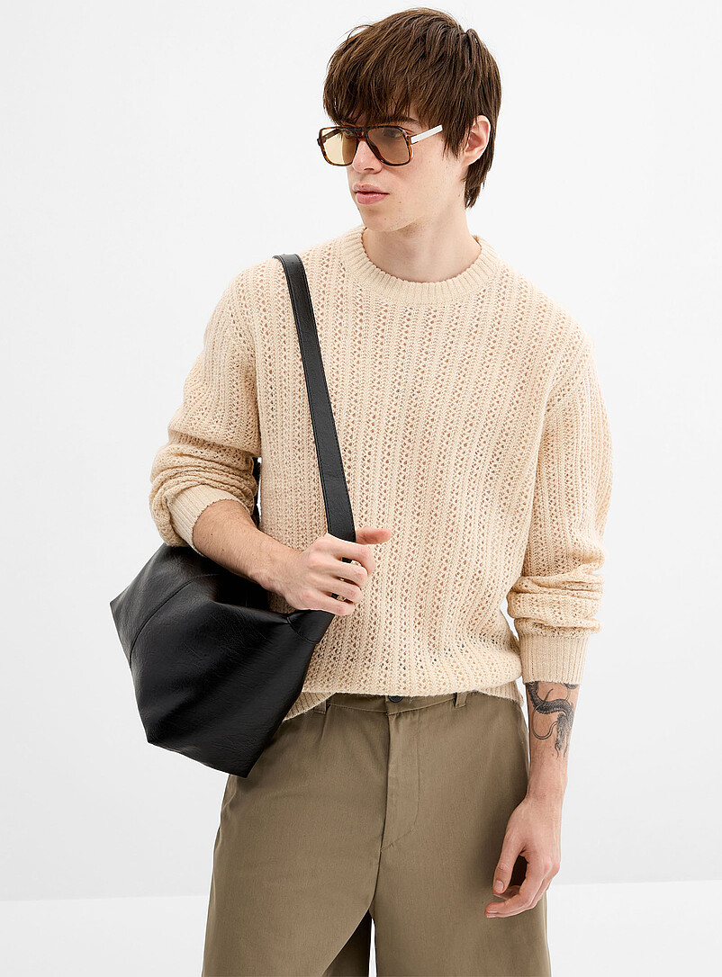 Openwork Rib-Knit Sweater