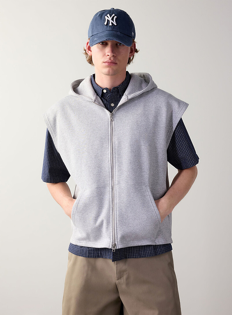 Hooded fleece zip-up vest product image 2