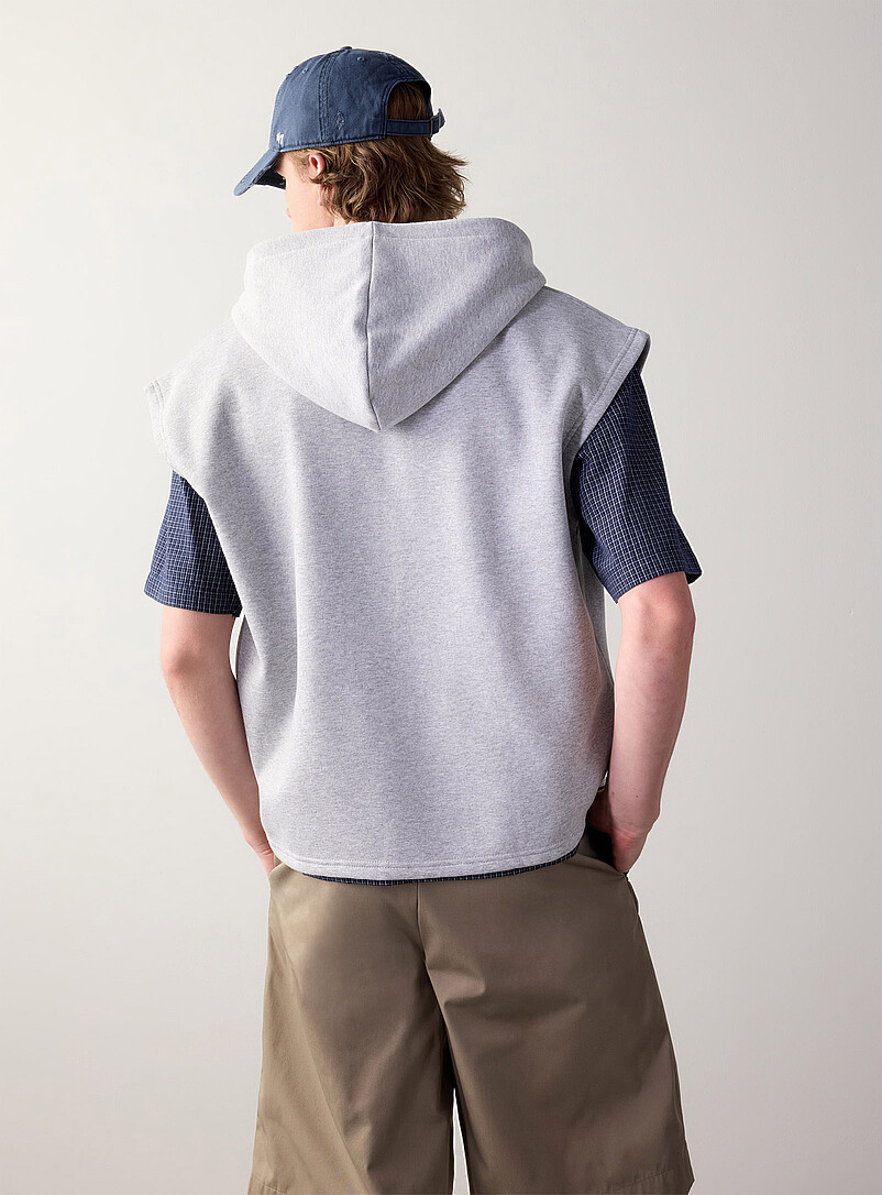 Hooded fleece zip-up vest product image 3