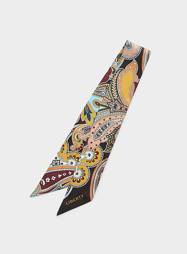 Paisley fanfare narrow pure silk scarf <b>Made with Liberty Fabric</b>