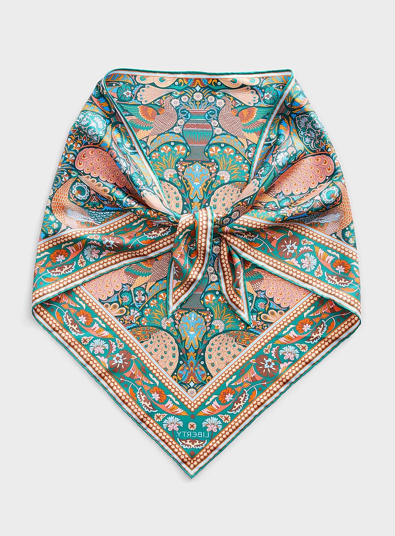 Pure Silk Peacock Prom Triangular Scarf Made With Liberty Fabric