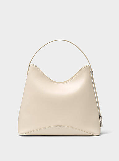 Egg smooth ecru leather bag