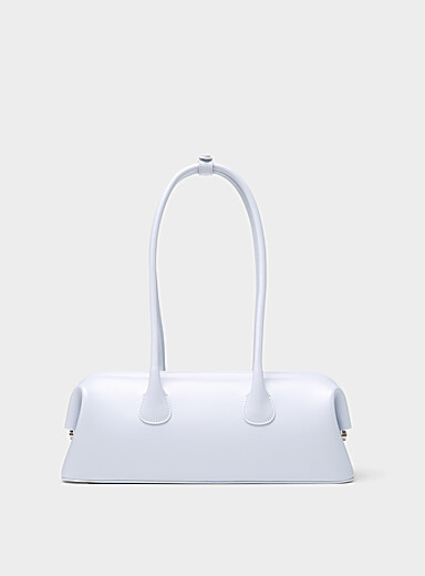 Boat misty blue leather baguette bag