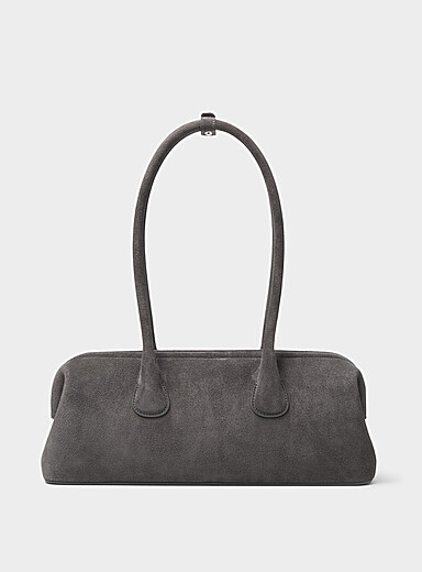 Le sac baguette su&egrave;de gris anthracite Boat