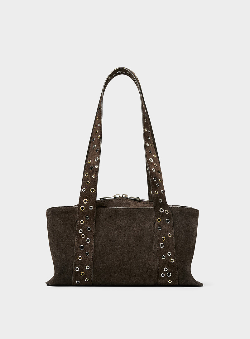 Shell Duffel Brown Suede Mini Shoulder Bag