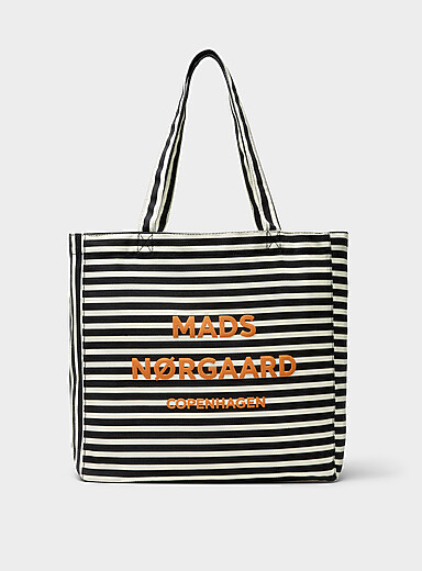 Athene black and white twill fabric tote