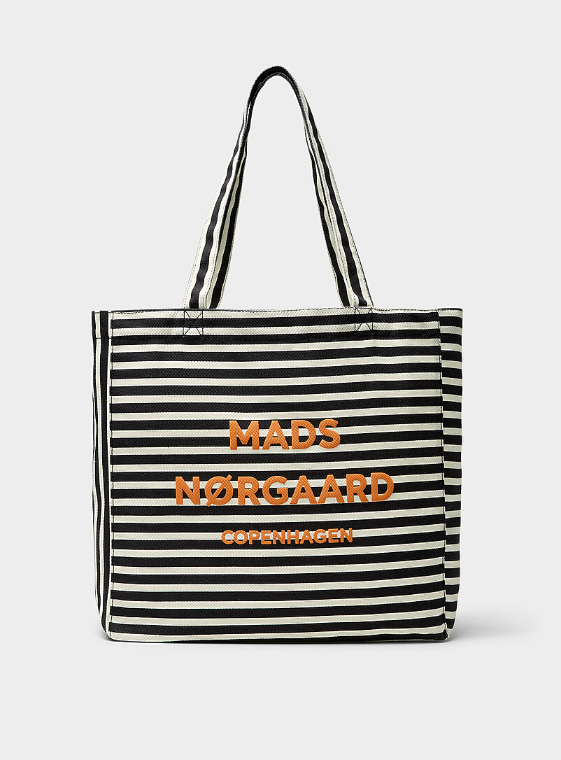 Athene black and white twill fabric tote product image (primary)