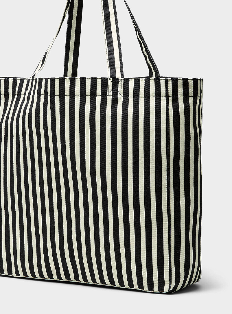 Athene black and white twill fabric tote product image 2