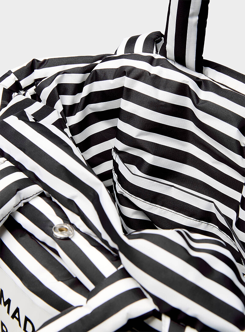 Pillow striped rugged fabric puffy tote bag product image 3