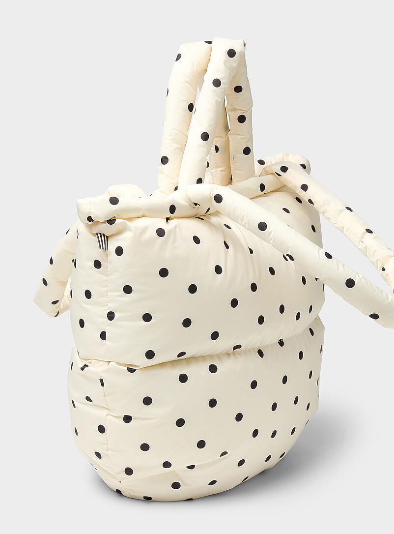Pillow polka dot rugged canvas puffy tote bag product image 2