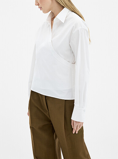 Rohe White Poplin wrap shirt for women