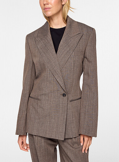 Rohe Taupe Hourglass heathered taupe wrap blazer for women