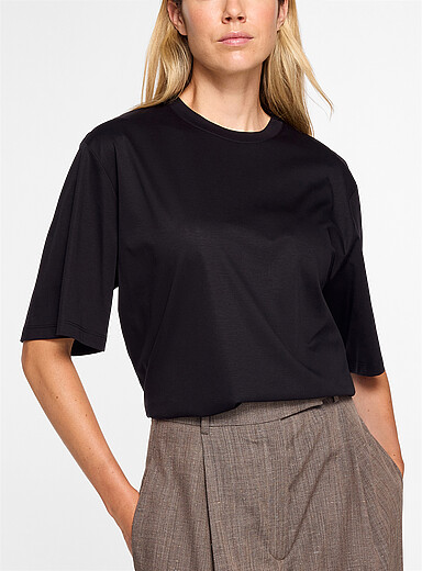 Rohe Black Silky cotton loose T-shirt for women