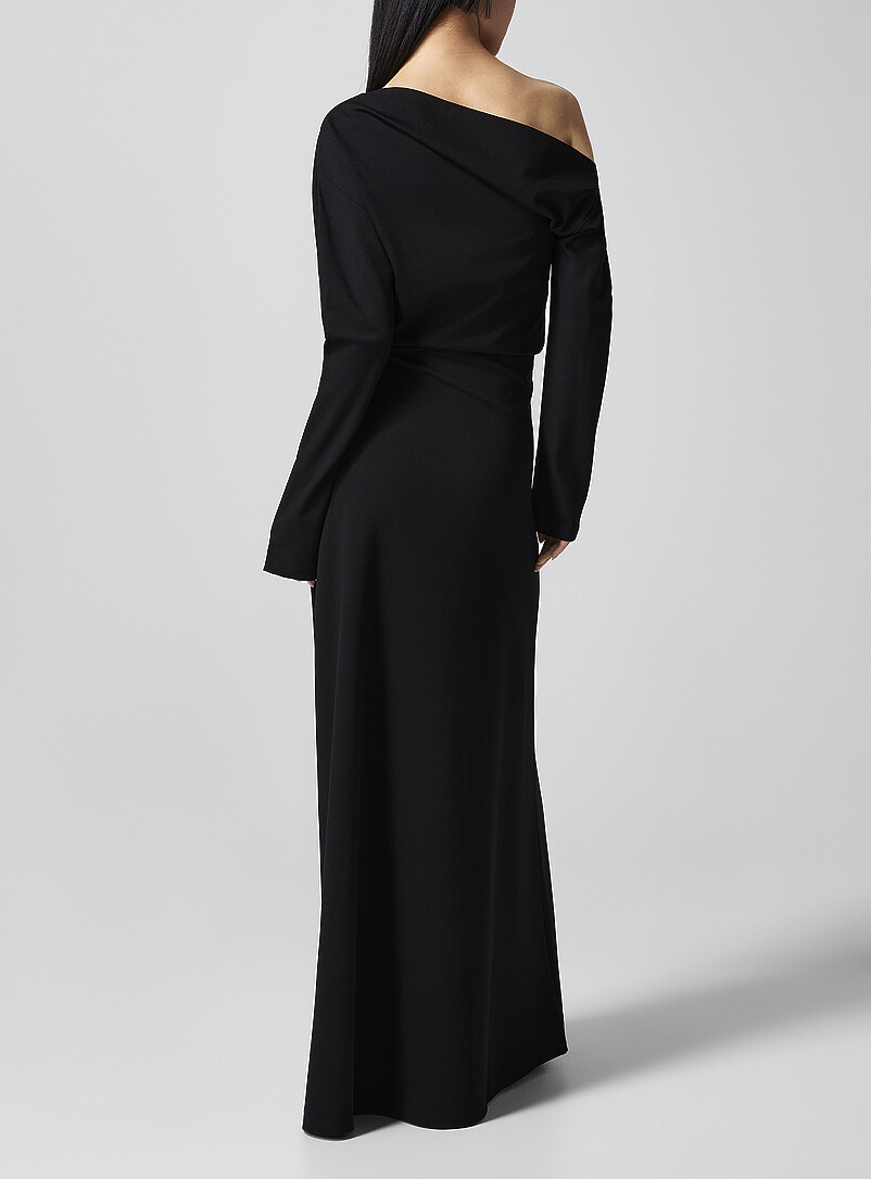 Rohe: La robe noire &agrave; &eacute;paule d&eacute;voil&eacute;e Noir pour femme