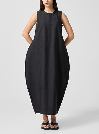 Rohe: La robe sablier lin et soie Noir pour femme